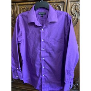 Bill Robinson Mens Purple Long Sleeve Button Down Dress Shirt M 15-15.5 32/33